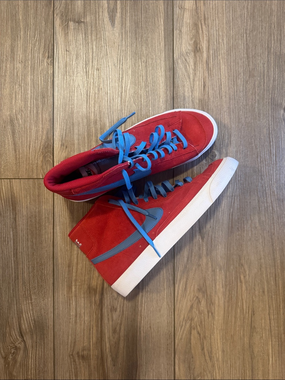 Nike Red High-Top Sneakers with Blue Accents